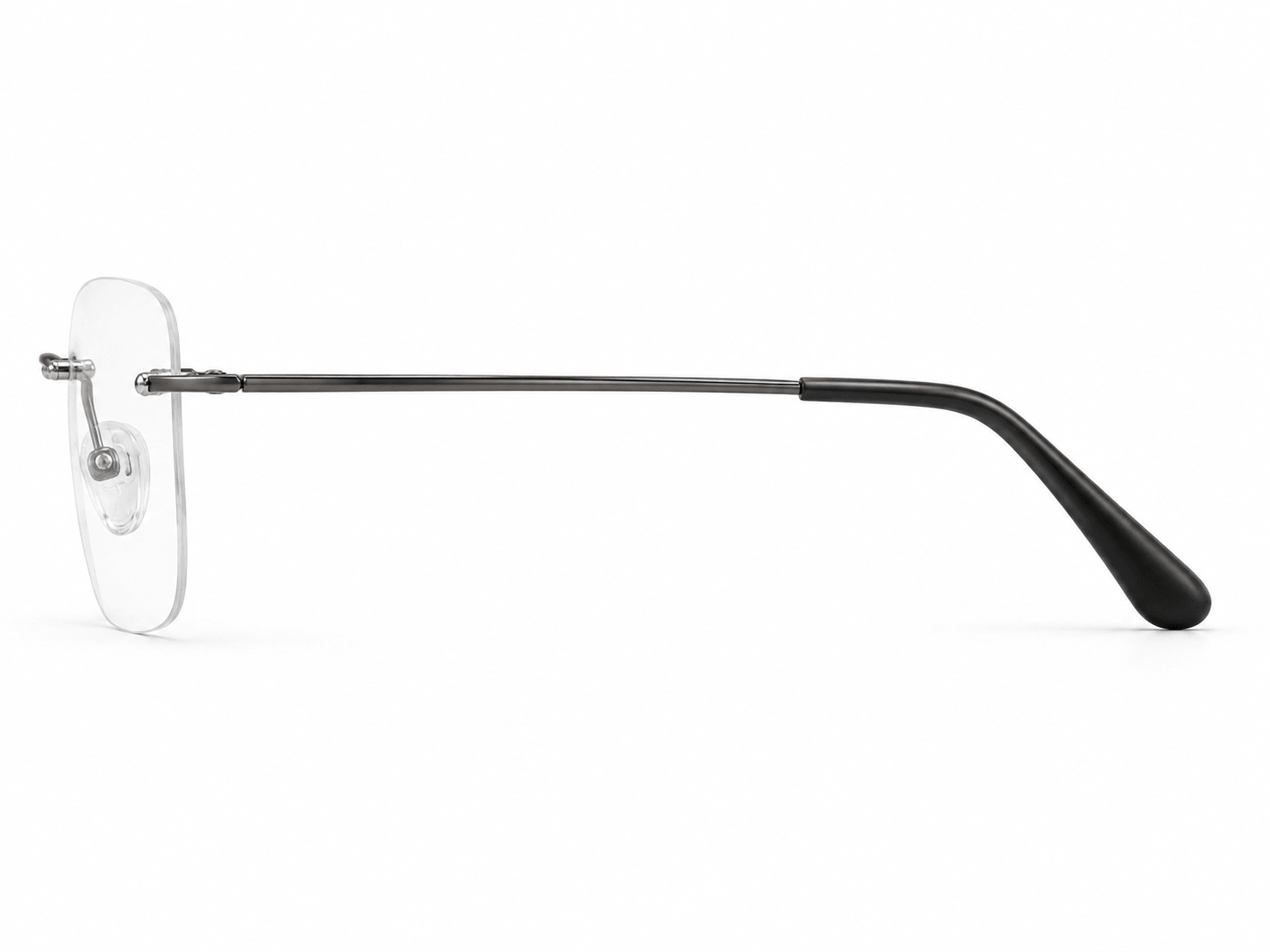 Rimless mount photographed from the left